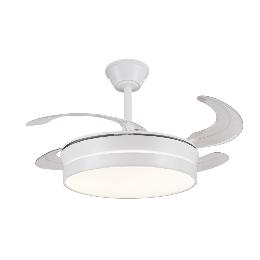 Ventilador Retractil FIONA-S Blanco P&B - Motor DC. luz LED. 40-92cmØ.