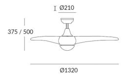 Ventilador HELIX - Forlight Marron - Motor Dc luz Led 132cm.Ø