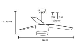 Ventilador Levanto MIMAX 132cm. Blanco luz LED