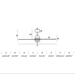 Ventilador Lantau DC FARO - acero aspas nogal 108cm. Ø