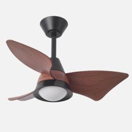 Ventilador Jaguar Negro Roble Fabrilamp - Motor DC. 96cm Ø. Luz LED