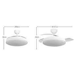 Ventilador RELAMPAGO Blanco Abrila 3 aspas Motor DC Ø48-107cm