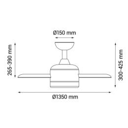 Ventilador TONDA Sulion -  Motor DC. 135cm Ø. Luz LED