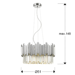 Colgante TIARA Cromo - Schuller. Bombilla LED G9