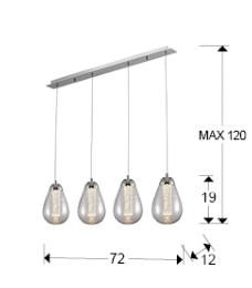 Lámpara colgante Taccia Schuller - acabado cromo 4L. LED.