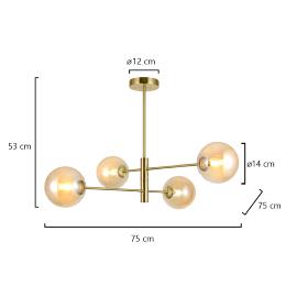 Lampara 4L GALAXIA latón ambar - ALEMAR