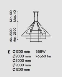 Lampara Circular - 5 Aros. Blanca/Negra/Oro Ø3m Leds-C4