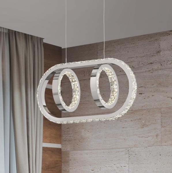 Lampara Monaco Acontract-luz. 2 aros + E. Oval LED 