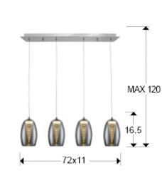 Lámpara colgante Nebula Schuller - 4 luces LED. Cromo