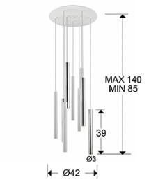 Lampara Varas Schuller -  Blanco y cromo 9 Luces LED