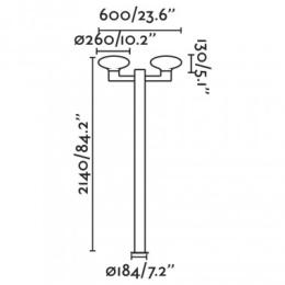 Farola de exterior 2 L. 214cm Serie Blubs FARO