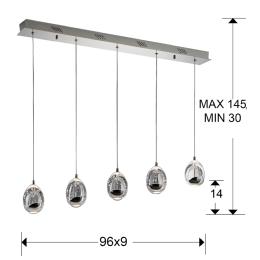 Lámpara Rocio Schuller - Lineal 5 luces Cromo LED