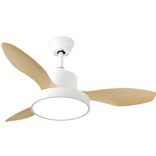 Ventilador HAYATE Mini Blanco-Haya Fabrilamp  Motor DC, luz LED Ø97cm