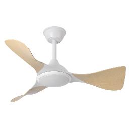 Ventilador Caiman Blanco Haya Fabrilamp - Motor DC. 89cm Ø. Luz LED