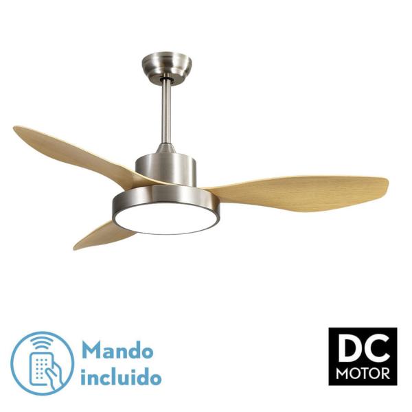 Ventilador HAYATE Niquel / Haya Fabrilamp  Motor DC, luz LED Ø120cm