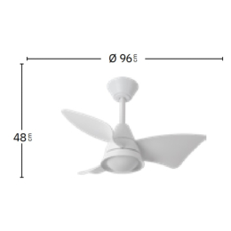 Ventilador Jaguar Blanco Haya Fabrilamp - Motor DC. 96cm Ø. Luz LED