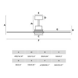 Ventilador LANTAU XL FARO Pino Niquel luz Led. Ø168cm
