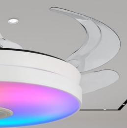 Ventilador MINA Blanco Musical P&B - Motor DC Ø50-108cm Luz LED RGB