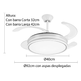 Ventilador AMBRA Niquel P&B - Motor DC Ø40-92cm Luz LED