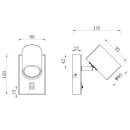 Aplique 1 L PAROS negro-cuero 1 x 10w gu-10 - ALEMAR