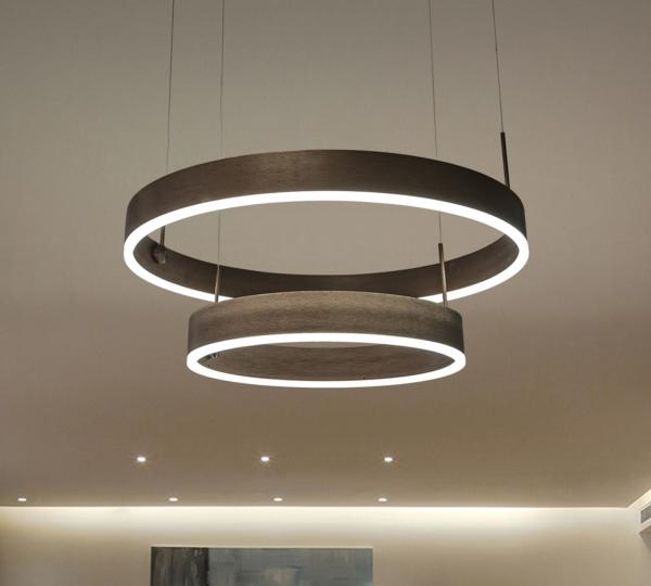 Lampara KELEKTRON - HOOP colgante 2 aros tono cafe