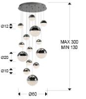 Lampara Sphere Schuller - 14 Colgantes cromo LED dimable