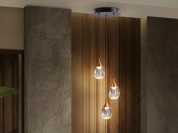 CORINA- LAMPARA 3L NEGRO-COBRE - SCHULLER