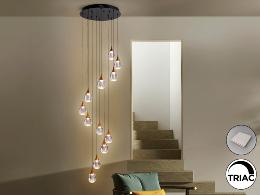 CORINA- LAMPARA 12L NEGRO-COBRE - SCHULLER