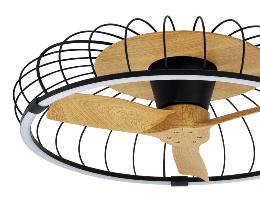 Ventilador NATURE Negro/Haya - Mantra. Luz LED Ø79cm