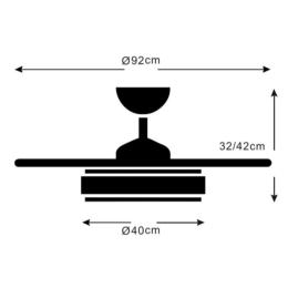 Ventilador retractil Althea-S Blanco Musical RGB P&B - Motor DC. 40-92cmØ. Luz Led RGB