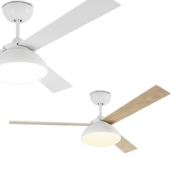Ventilador Rodas Faro - Blanco Motor DC y LED 132cmØ