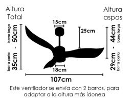 Ventilador Volta Mini Sunaca - motor DC luz  LED Ø 107cm. 