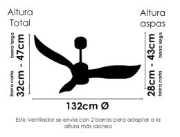 Ventilador Volta Sunaca - motor DC luz  LED Ø 132cm. 