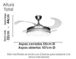 Ventilador Tegaluxe - Egil Blanco aspas retractiles 107cm.Ø