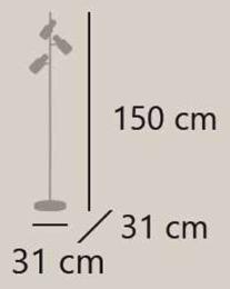 Pie salon 3luces MAENA blanco-laton 3 x 40w e-14 - ALEMAR