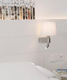 Aplique Room Faro con Lector - Pantalla blanca textil