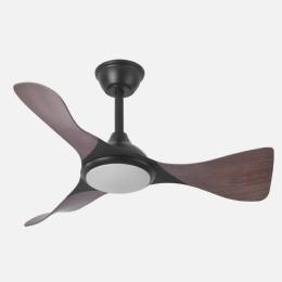 Ventilador Caiman Negro Roble Fabrilamp - Motor DC. 89cm Ø. Luz LED