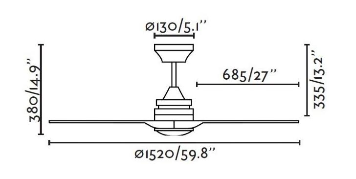 ventilador de techo alo de Faro - medidas
