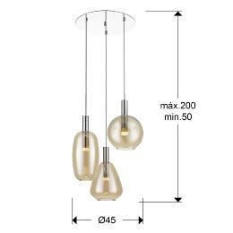 NARA- LAMPARA 3L CROMO D45 - ILUMINACION i3 By SCHULLER