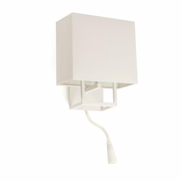 Aplique Vesper Faro blanco - Pantalla textil Beige + lector