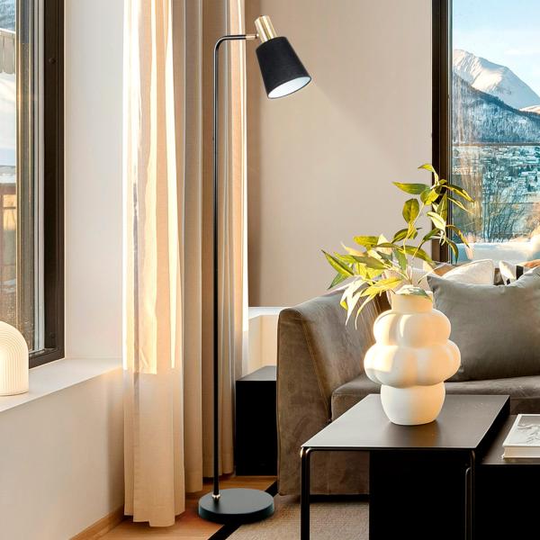 i3-GISELA- PIE SALON 1L NEGRO-LATON - ILUMINACION i3 By SCHULLER