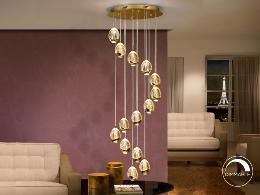 Lámpara Rocio Schuller -14 colgantes acabado oro  LED