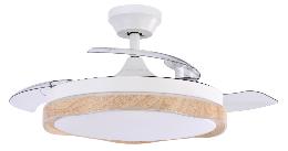 Ventilador BLONDI Blanco Madera Fabrilamp - Motor DC Ø107cm