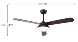 Ventilador UMI Blanco - Fabrilamp  Motor DC, luz LED Ø132cm