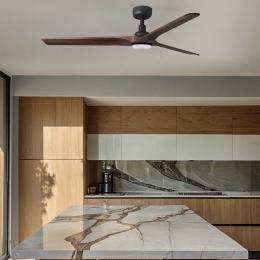 Ventilador HEYWOOD L FARO negro nogal - Luz LED Ø132cm