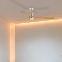 Ventilador LANTAU DC L FARO Pino Niquel Luz Led Ø132cm