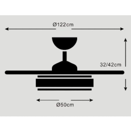 Ventilador ISABELLA XL Cuero P&B - Motor DC Ø50-122cm Luz LED