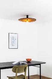 Aplique/plafón COSTAS negra/ratán Ø60cm Faro