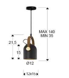 Lámpara colgante Adame Schuller - Negro y oro 1L. LED