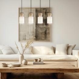 Barra 4 L AOSTA beige/madera 4 x 60w e-27 - ALEMAR